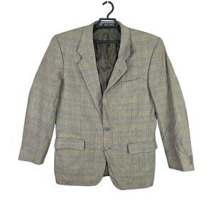 Mens Pierre Balmain Biege & Green 2 Button Blazer Silk Wool Blend Size 42 Long